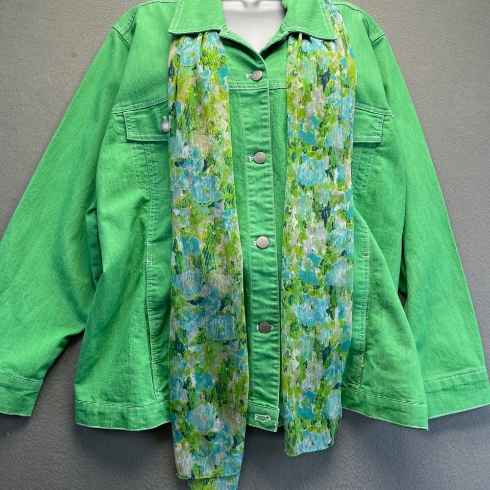 Croft‎ & Barrow Women Scarf Floral Green Blue One Size Cottagecore Watercolor